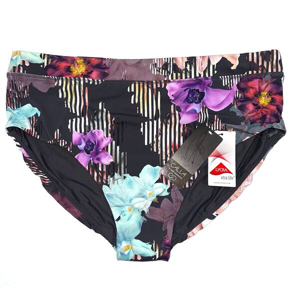 NWT Calia Wide Banded High Rise Swim Bottom in Botanical Garden Size 1X - Picture 2 of 13